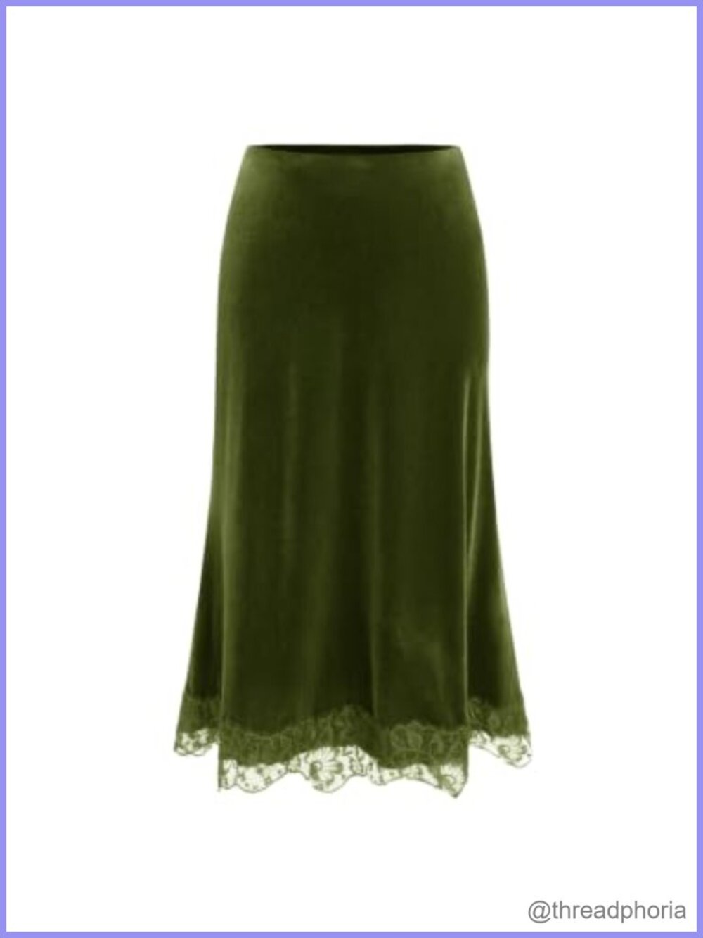 Velvet Midi Skirt Lace Hem A Line Flowy Office Date Night - Picture 1 of 2